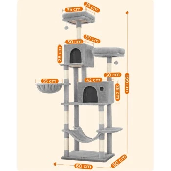 FEANDREA Katzenbaum XXL 199cm Hellgrau Hellgrau 4 FEANDREA Katzenbaum XXL 199cm Hellgrau Hellgrau – Bild 2