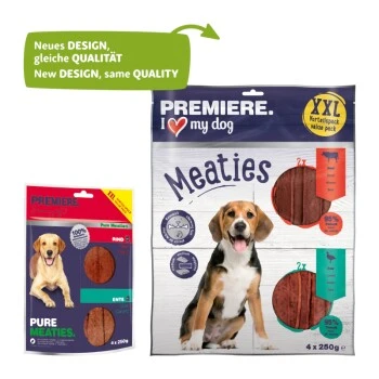 PREMIERE Pure Meaties XXL Ente & Rind 4x250g 4 PREMIERE Pure Meaties XXL Ente & Rind 4x250g – Bild 2