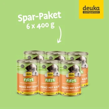Fiete Junior Menü Mit Kalb, Karotte Und Kartoffel Deutsches Premium-Nassfutter 6x400g Dose 5 Fiete Junior Menü Mit Kalb, Karotte Und Kartoffel Deutsches Premium-Nassfutter 6x400g Dose – Bild 3